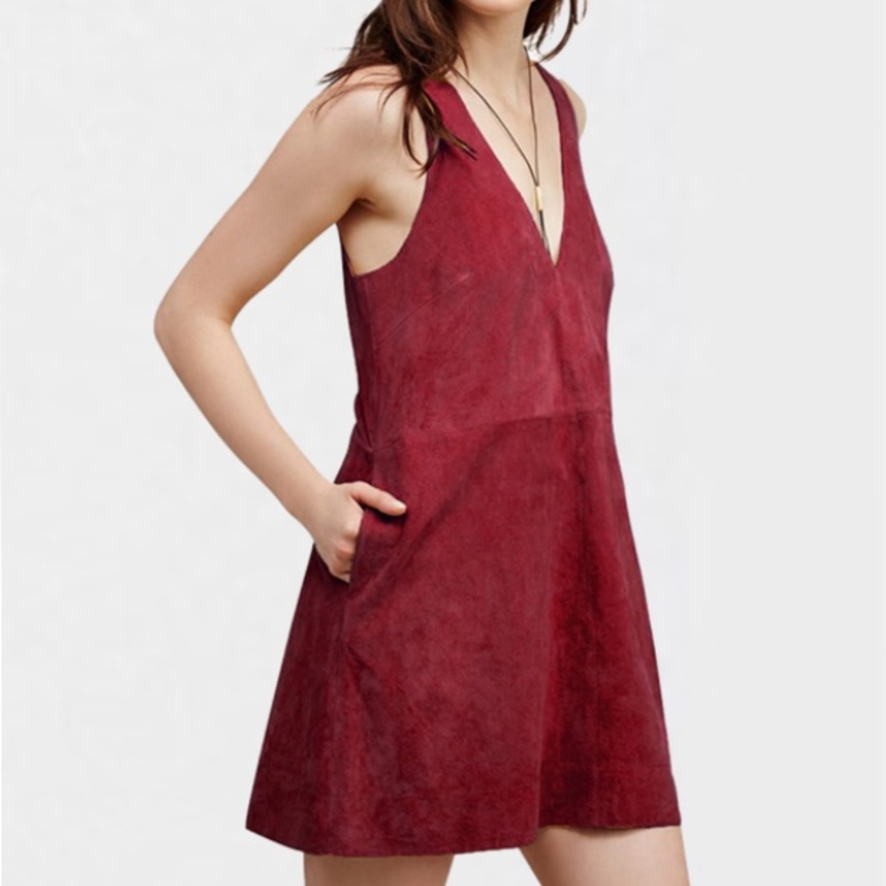 Suede DRESS Retro Love Mini Brown Black Red NEW - Picture 7 of 7